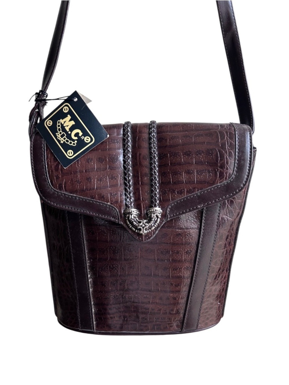 M.C. Marc Chantal Leather Embossed with Crocodile Pattern & Chrome Accent
